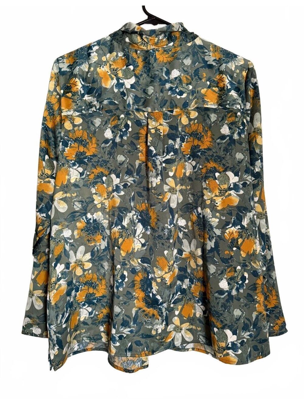 Denim & Company QVC NEW Women's Button Down Blouse Size Large Floral City Chic - Picture 2 of 9
